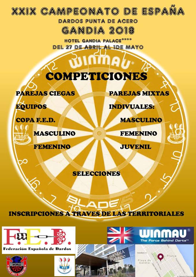 XXIX Campeonato de España de dardos punta de acero, Gandía Dardos.es